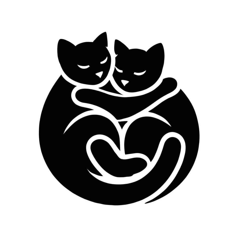 A black and white cat logo vector