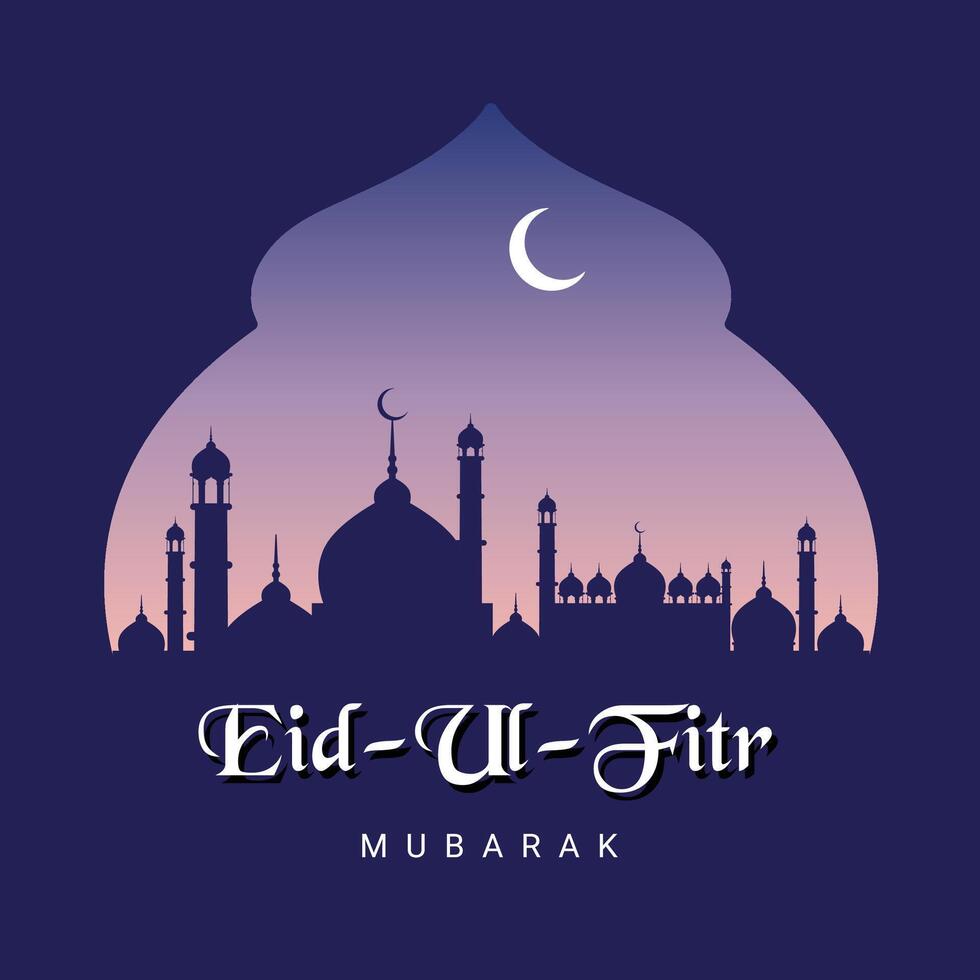Elegant Arabic calligraphy of Eid Mubarak and Eid ul Fitr Greeting Designs, Islamic festival typography vector