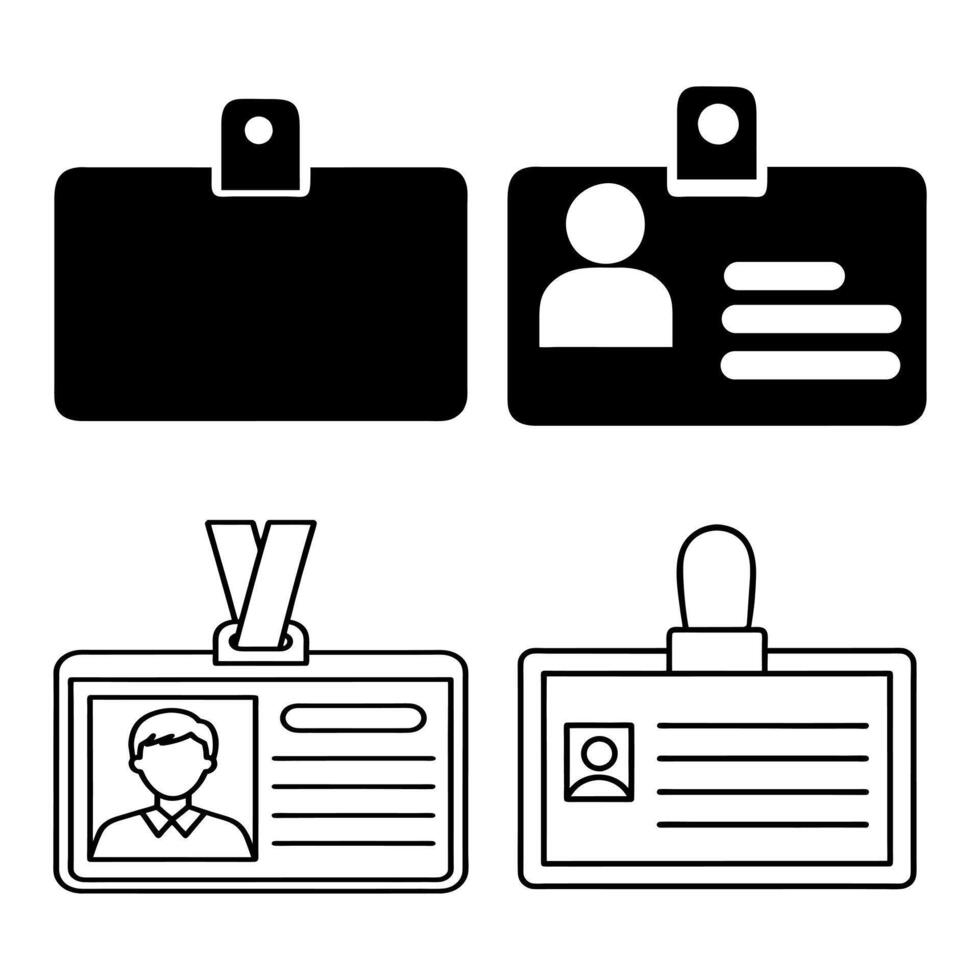 identification card and id card icon set illustration vector