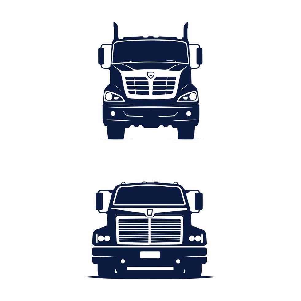 Truck Logo Icon Set, Cargo Truck transportation vehicle Front View illustration Silhouette vector