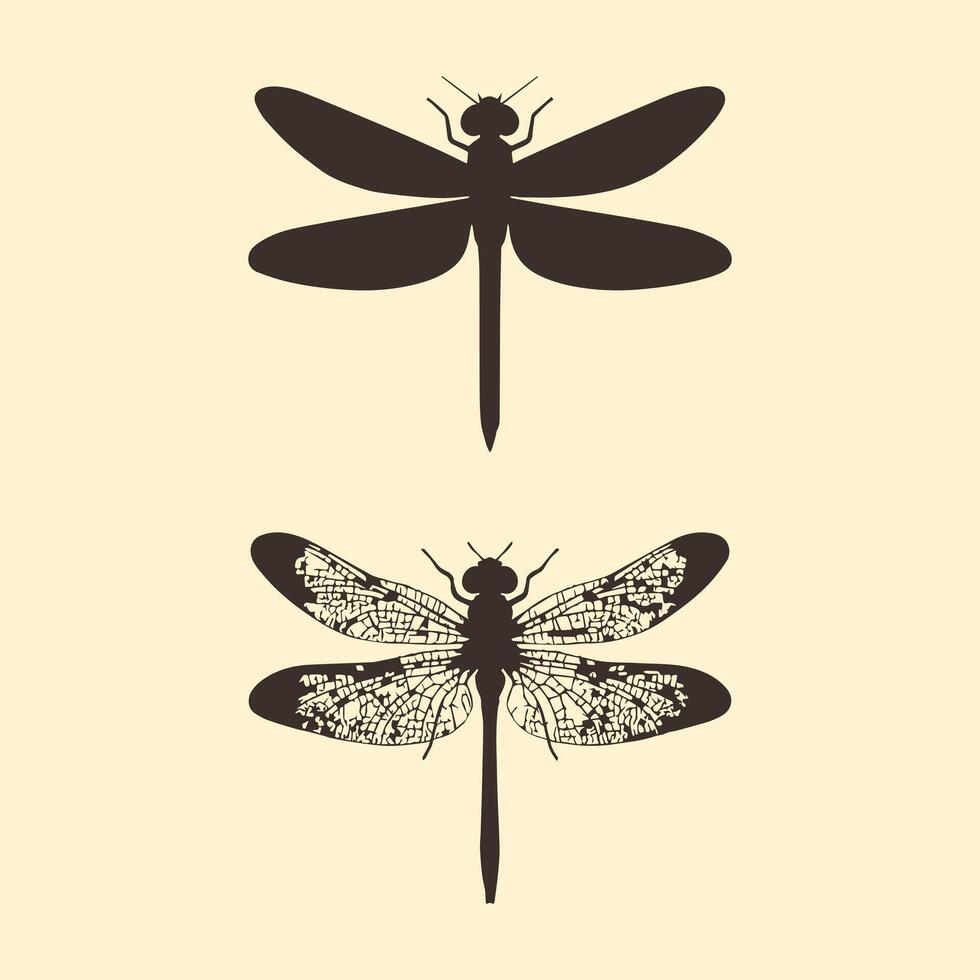 Dragonfly Insect icon set, Pest Bug Arthropod Silhouette illustration vector
