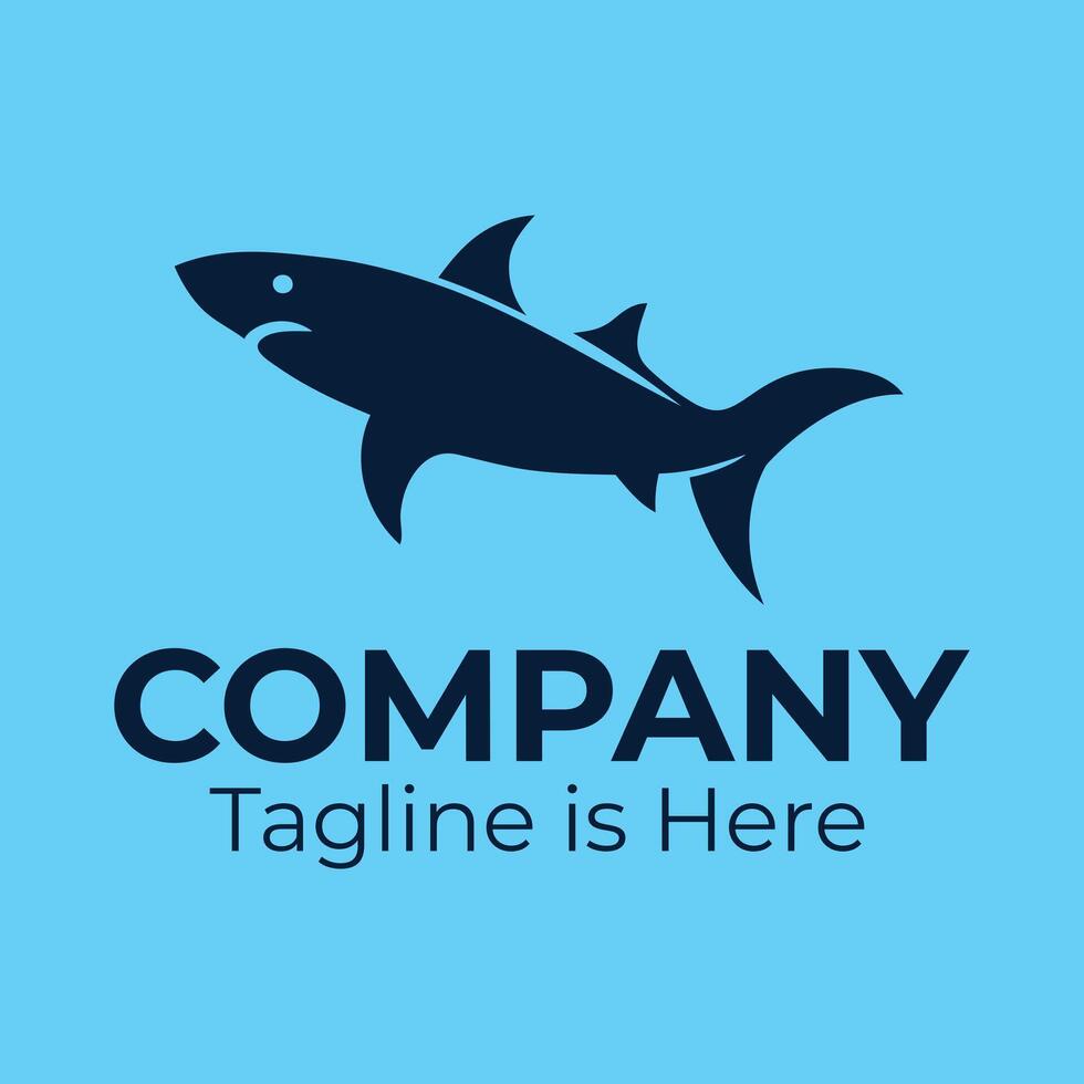 Modern Shark Mascot Logo Design, Shark Flat Silhouette Icon Illustration for Business Branding vector