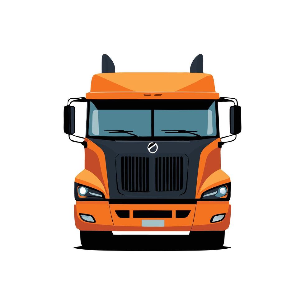 Orange Truck Logo Icon, Cargo Truck transportation vehicle Front View illustration Silhouette vector