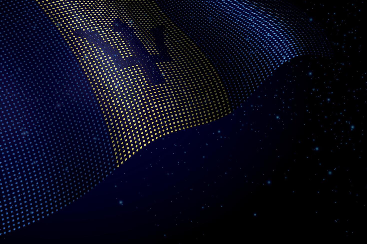 Barbados digital flag made of dots over a starry background vector