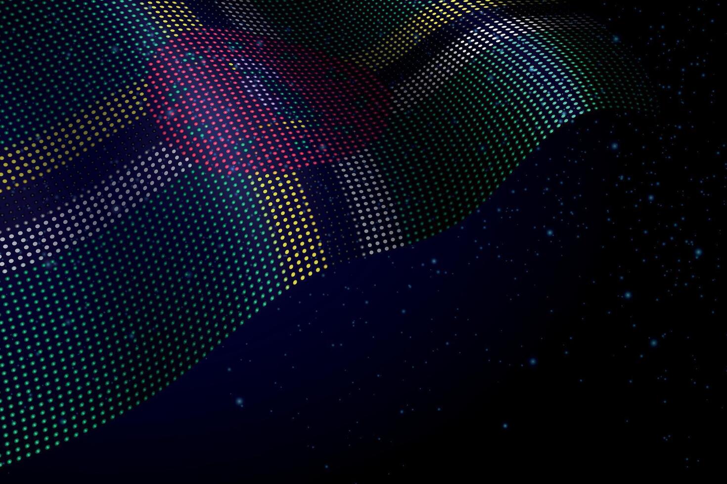 Dominica digital flag made of dots over a starry background vector
