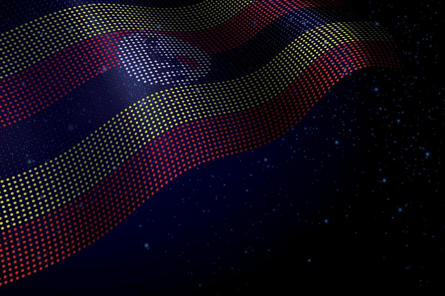 Uganda digital flag made of dots over a starry background vector
