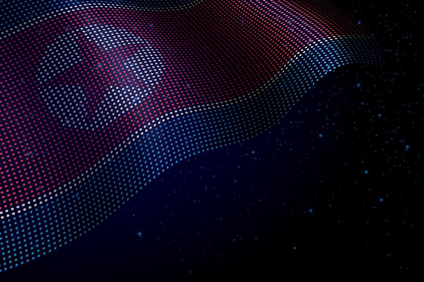 North Korea digital flag made of dots over a starry background vector