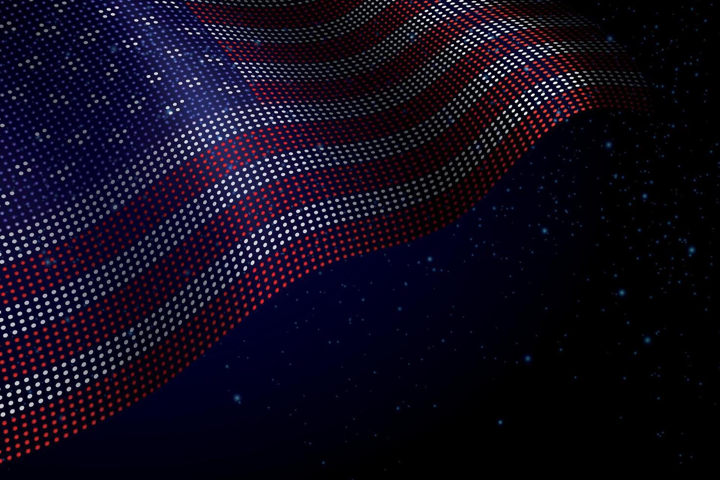 United States digital flag made of dots over a starry background vector