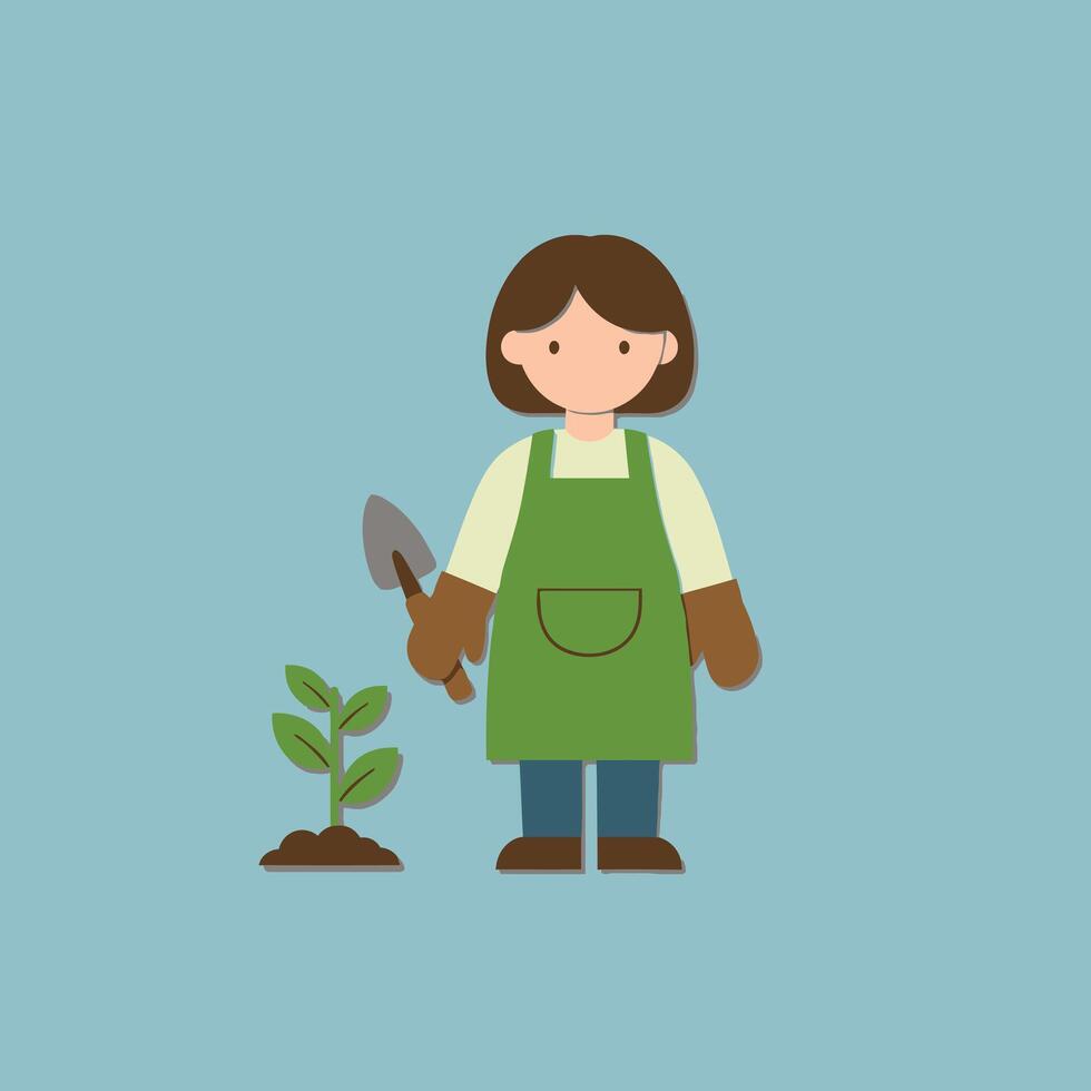 Horticulturist with Saplings Art vector