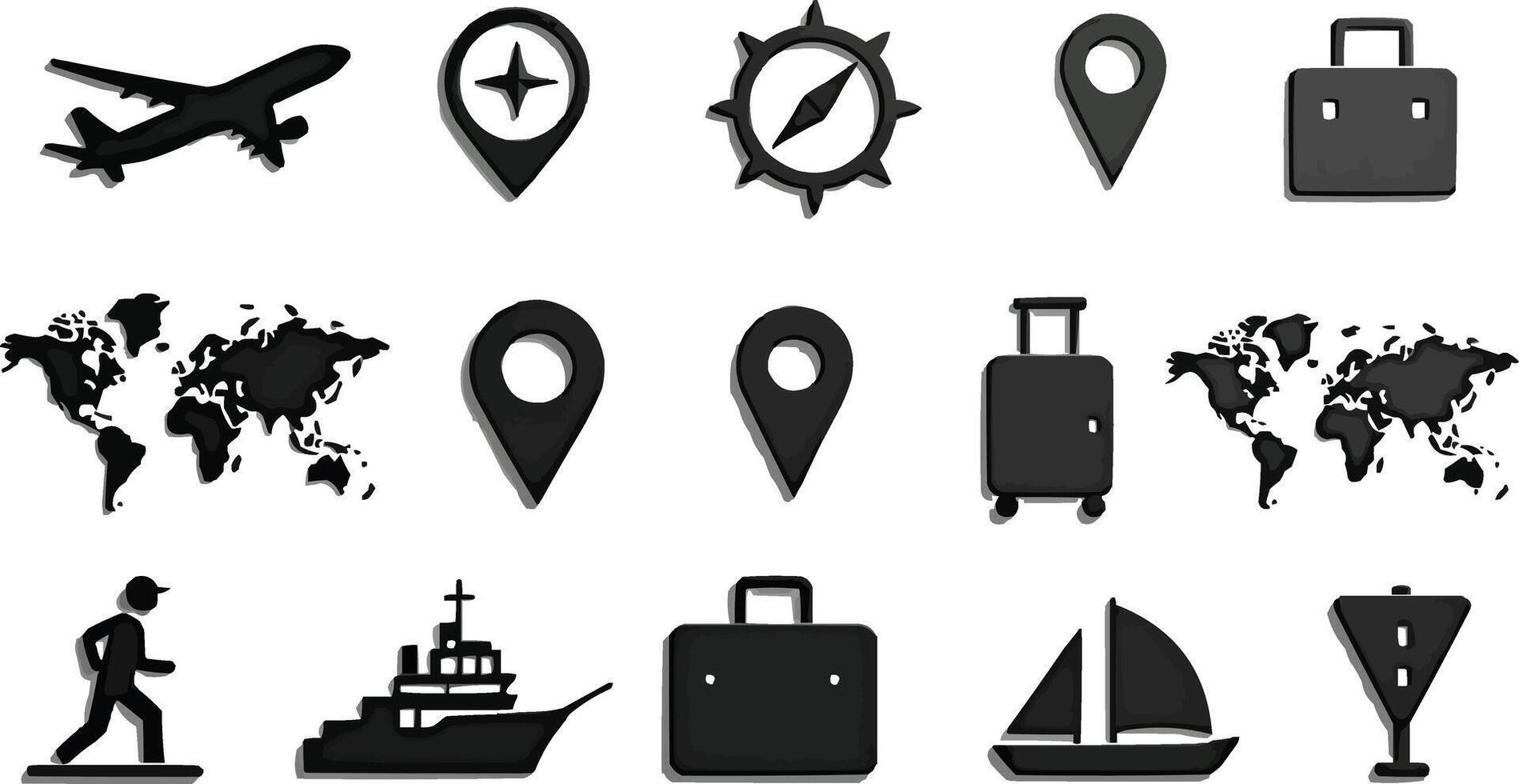 travel icons set vec . illustration vector