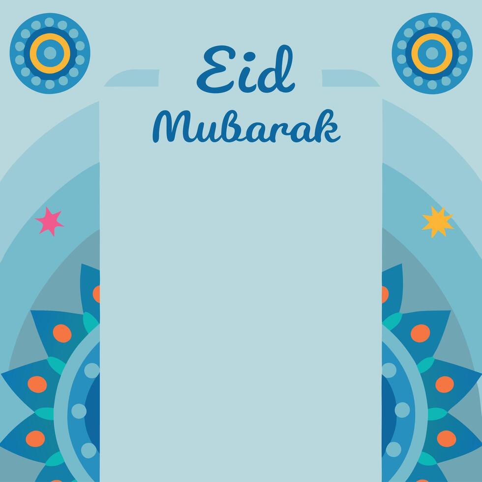 Festive Eid Mubarak Card with Islamic Motifs vector