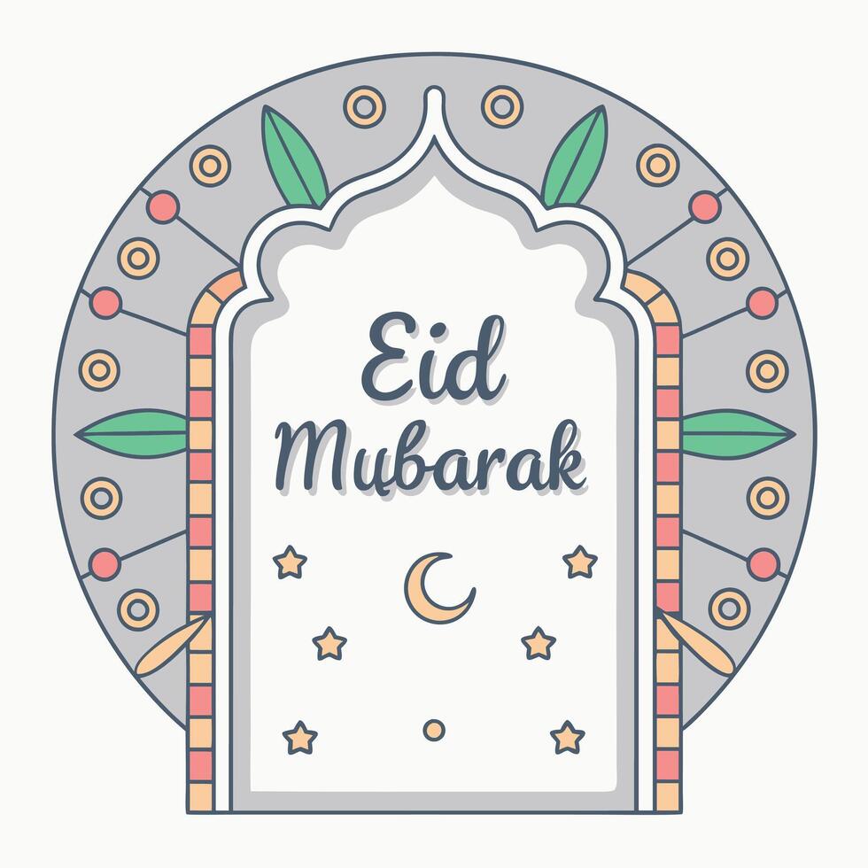 Islamic Pattern Eid Mubarak Card Design for Social Media vector