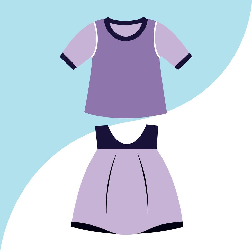 A purple shirt and skirt on a blue background vector