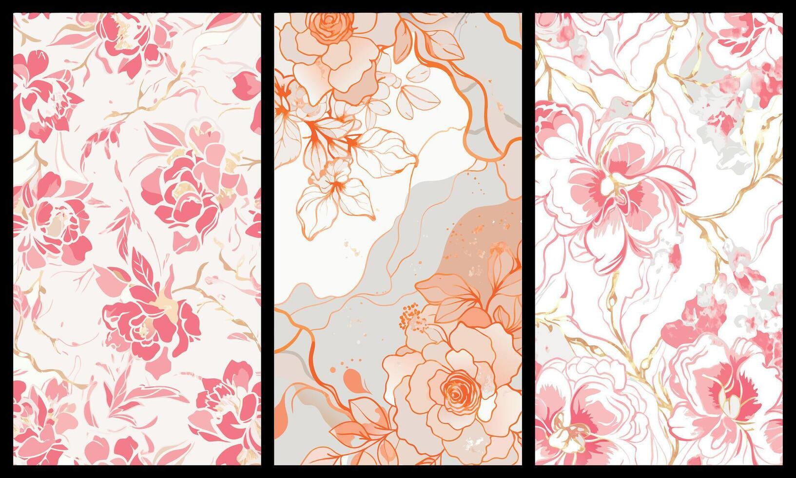 Abstract Floral Marble Texture Background with Pink Roses vector