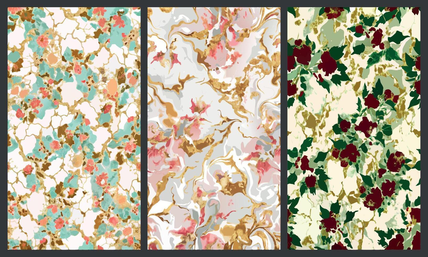 Abstract Floral Marble Texture Background with gold vector