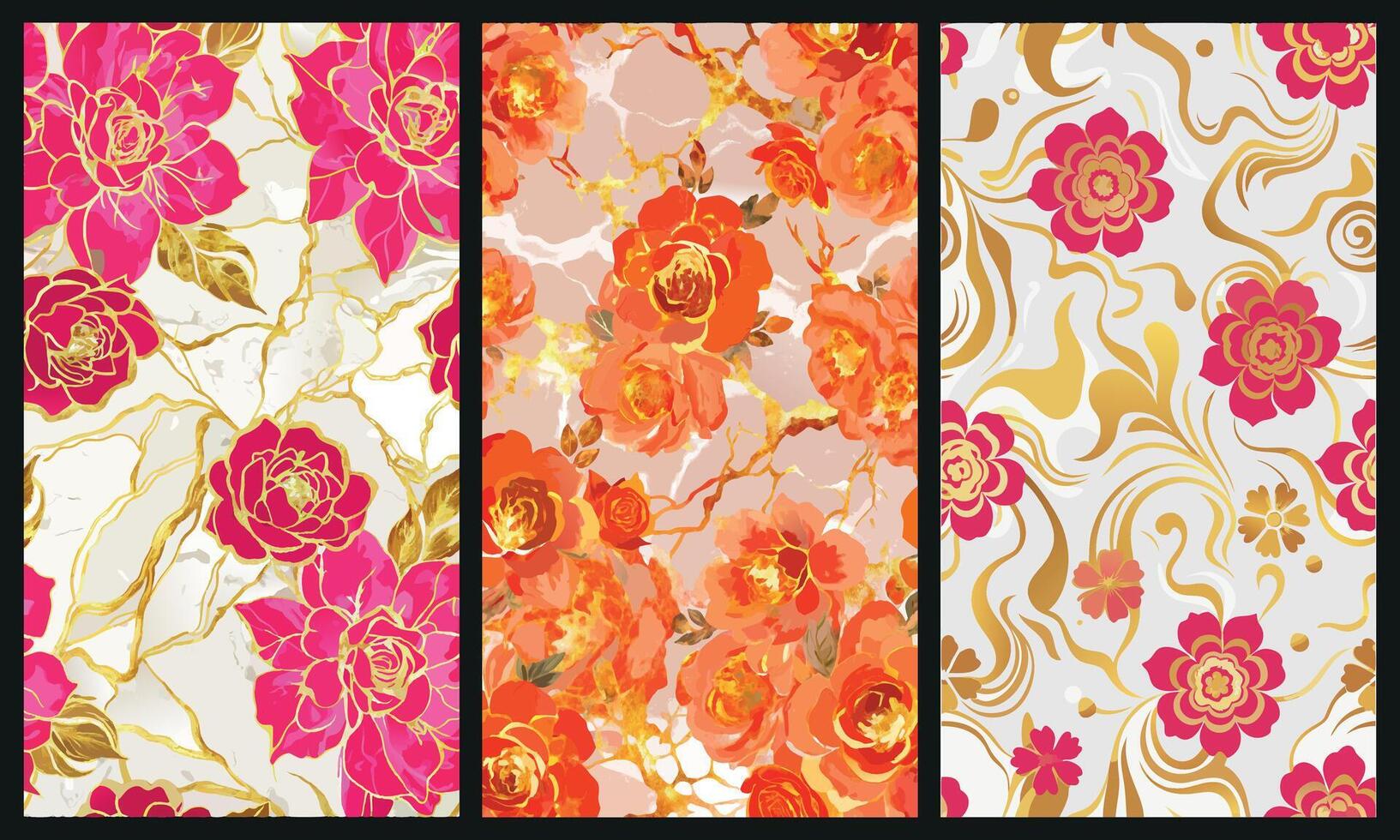 Abstract Floral Marble Texture Background with Red Roses vector