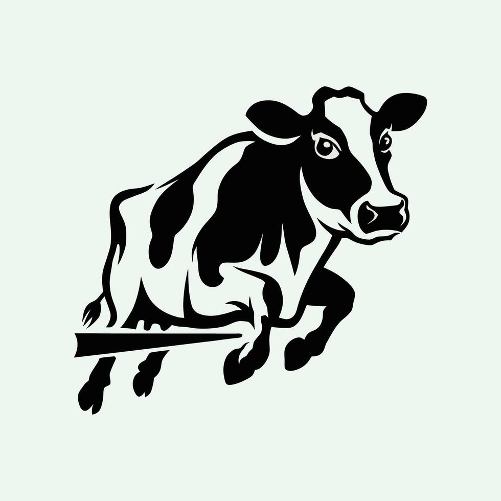 Minimal running cow, cow logo, unique vector