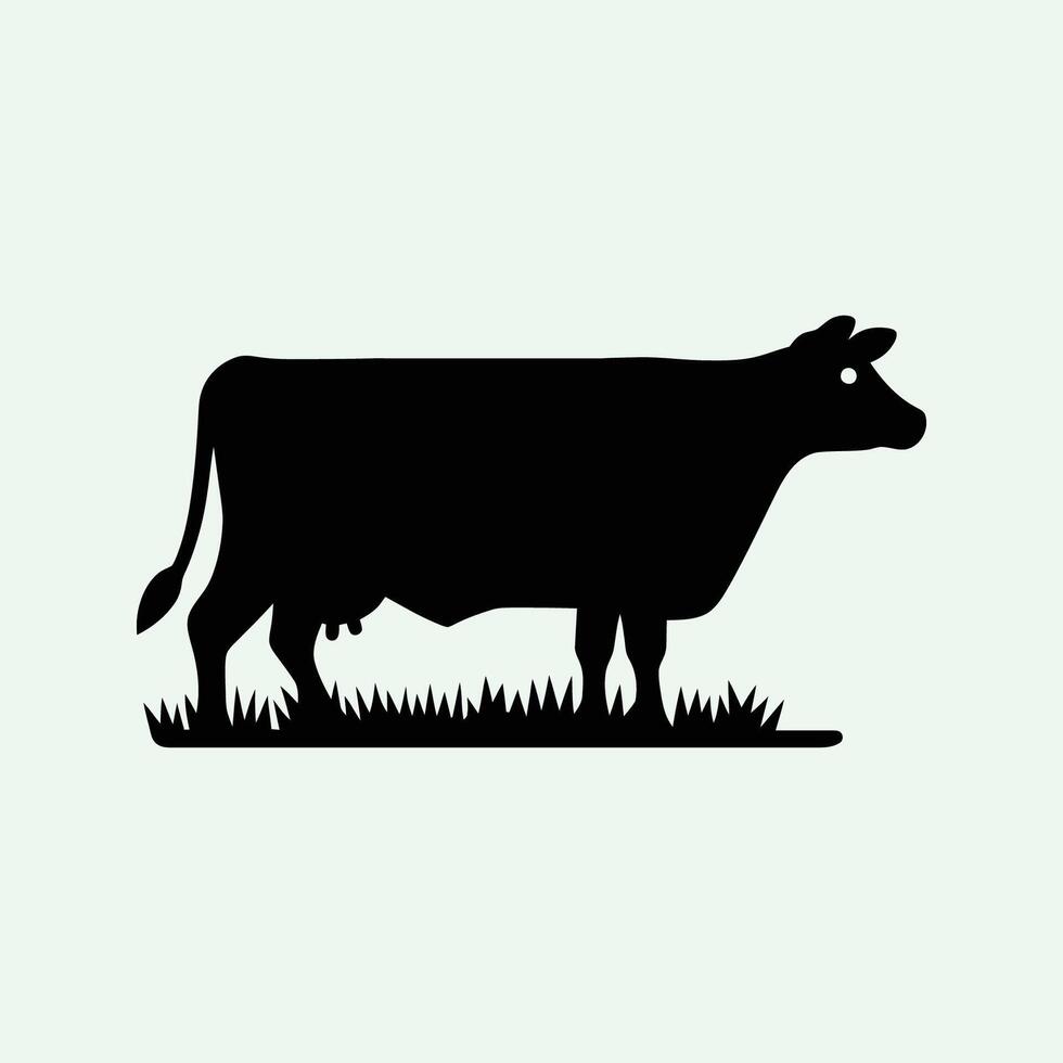Minimal silhouette cow, cow logo, unique vector