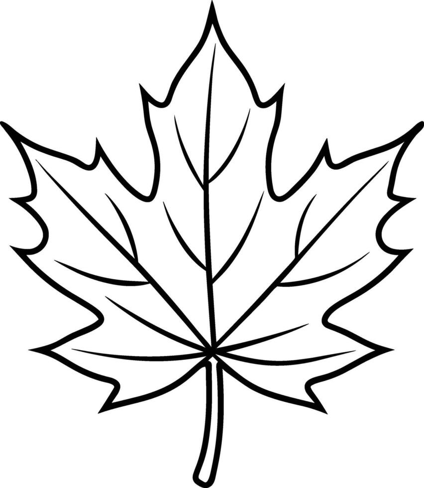 Autumn Maple Leaf Outline - Fall Season Nature Illustration vector