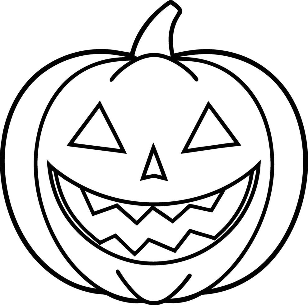 Jack-o'-Lantern Line Art - Halloween Pumpkin Illustration vector