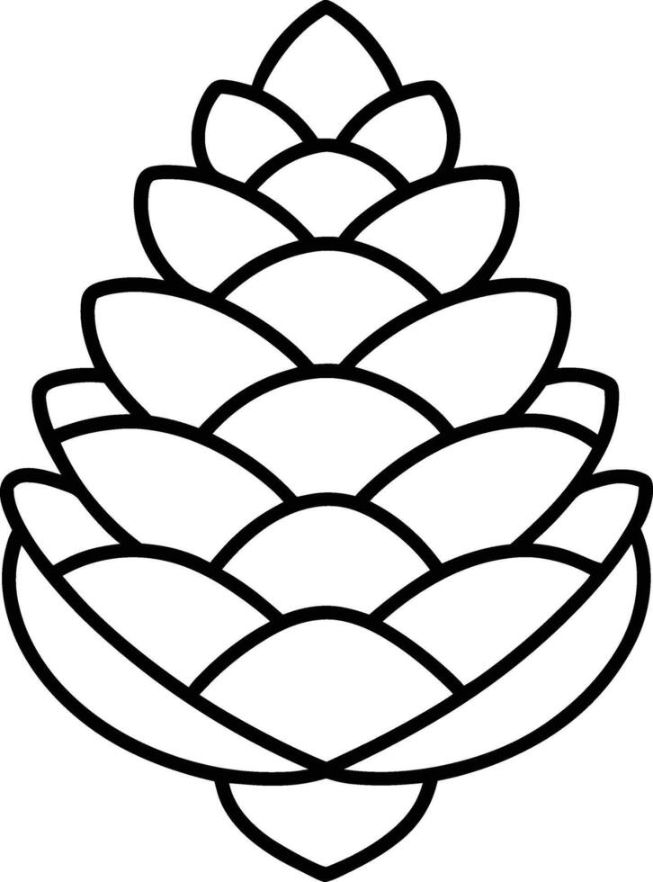 Elegant Pine Cone Outline - Simple Nature-Inspired Line Art vector