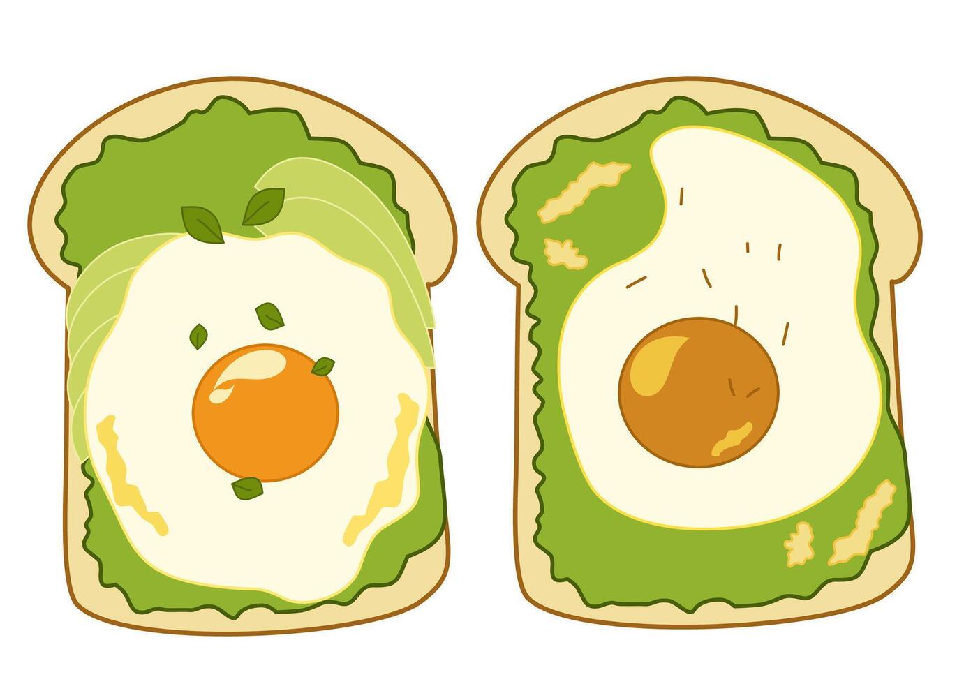 Element creammy toast egg with avocado vegetable vector