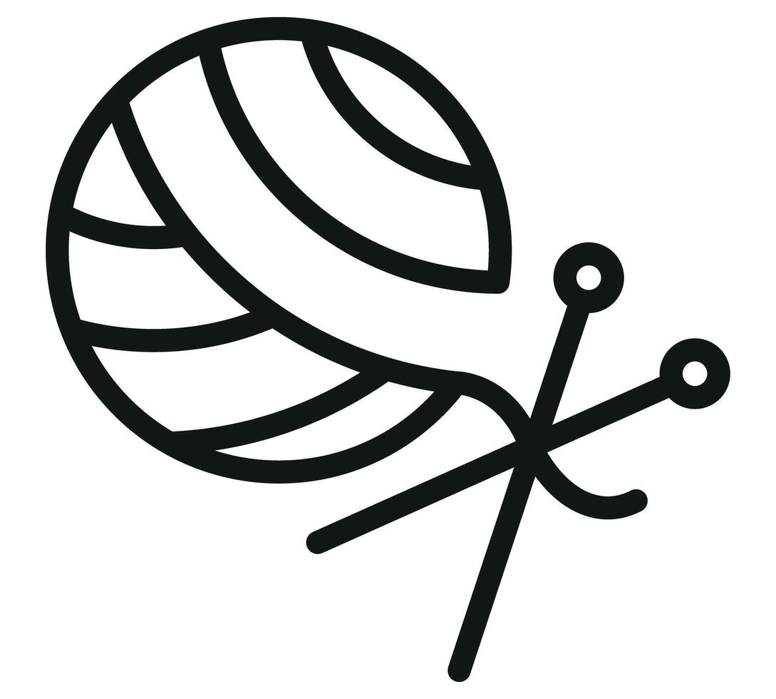 Yarn woolen, cashmere or acrylic ball for knitting hobby. Wool thead skein icon vector