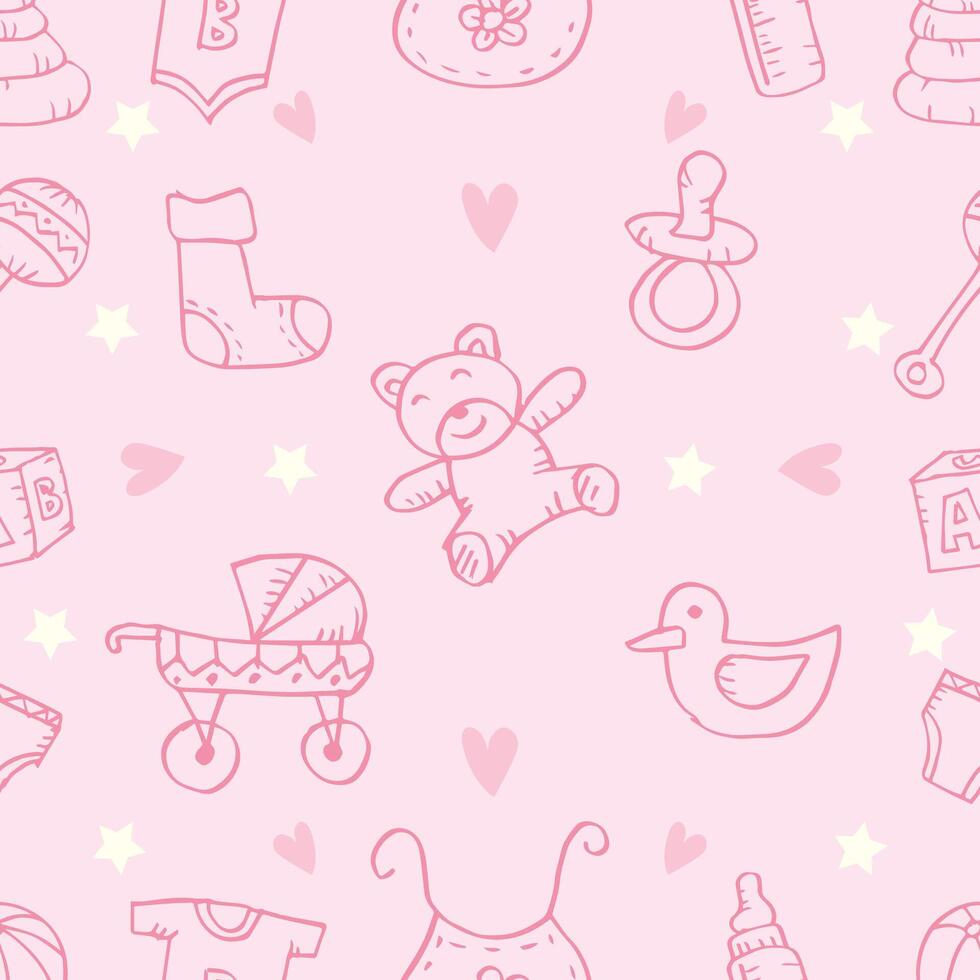 Seamless pattern with baby elements. vector