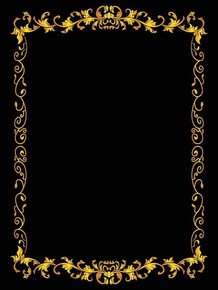 Vintage Floral Wedding Frame with Gold Details vector