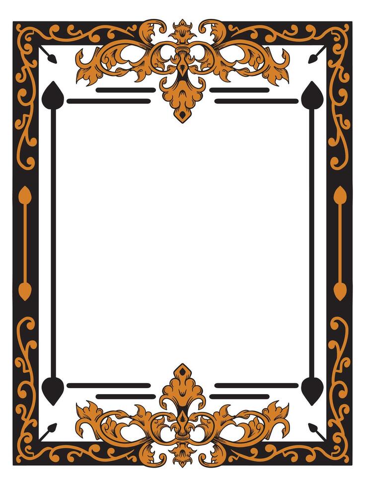 Ornamental Decorative Frame with Sketch-Style Borders vector