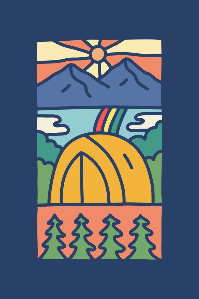 Explore the nature camping illustration for badge, sticker, patch, t shirt design, etc vector