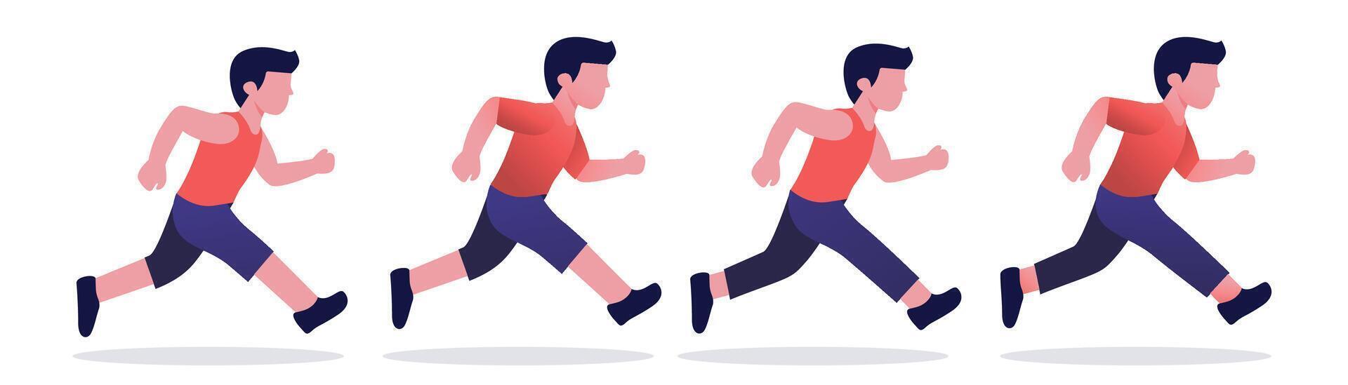 man running bundle flat design illustration vector
