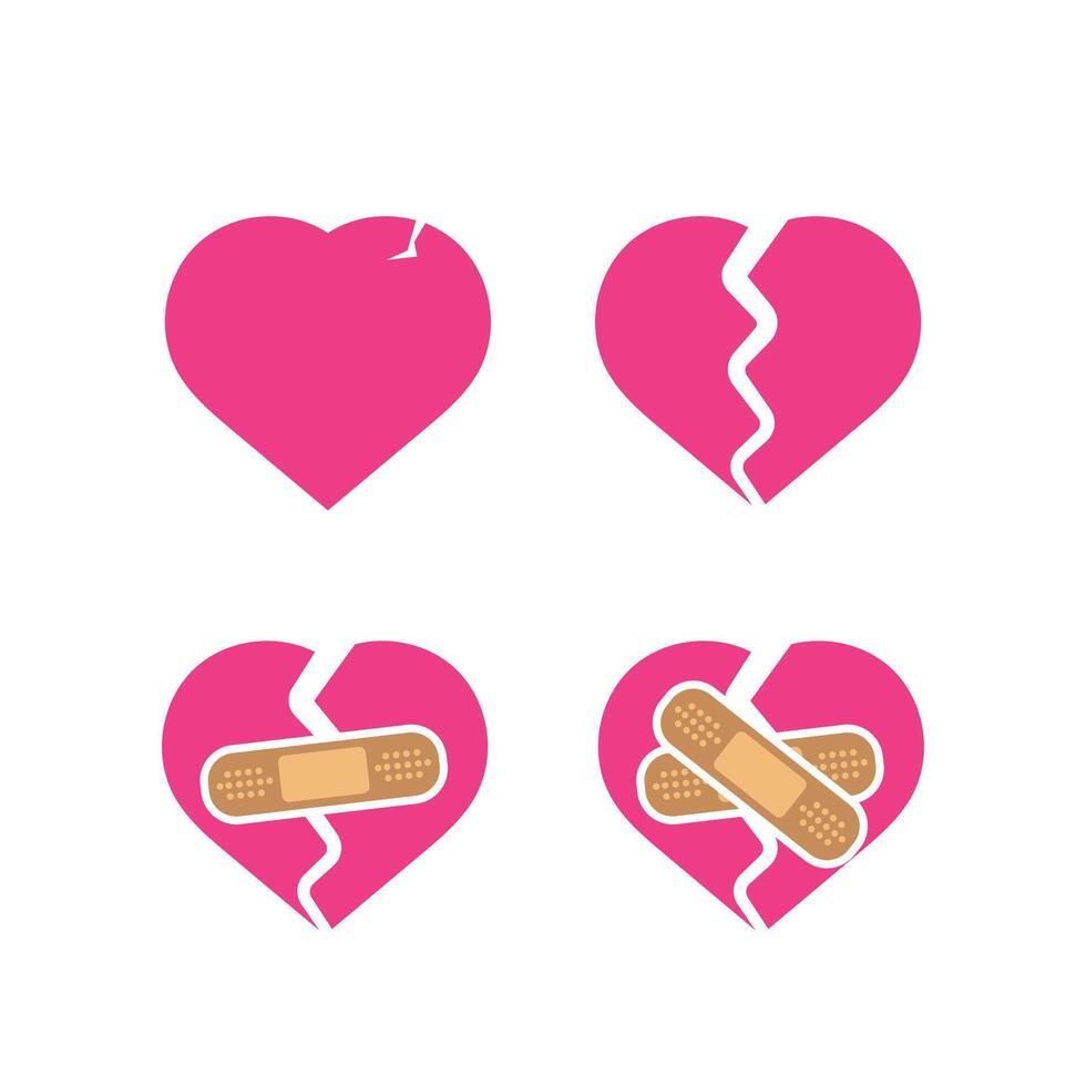 broken hearts set icon. illustration vector