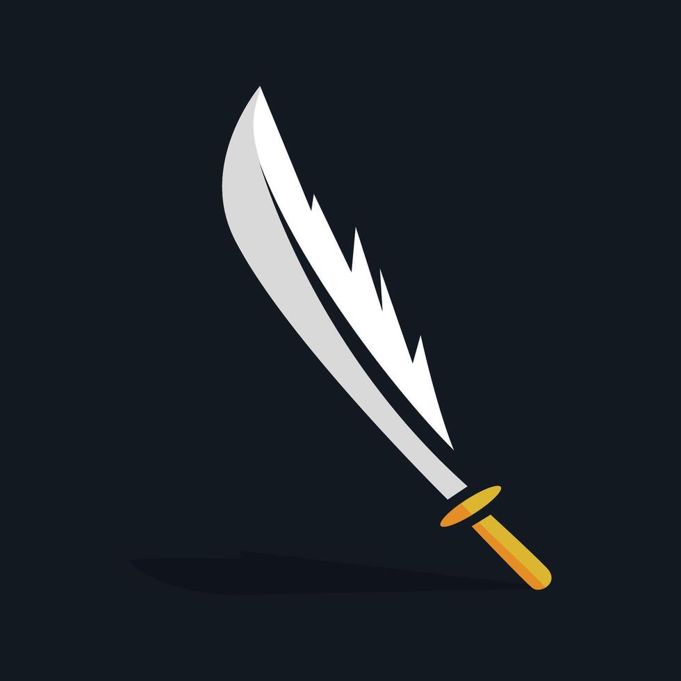 sword with bird feather logo design vector