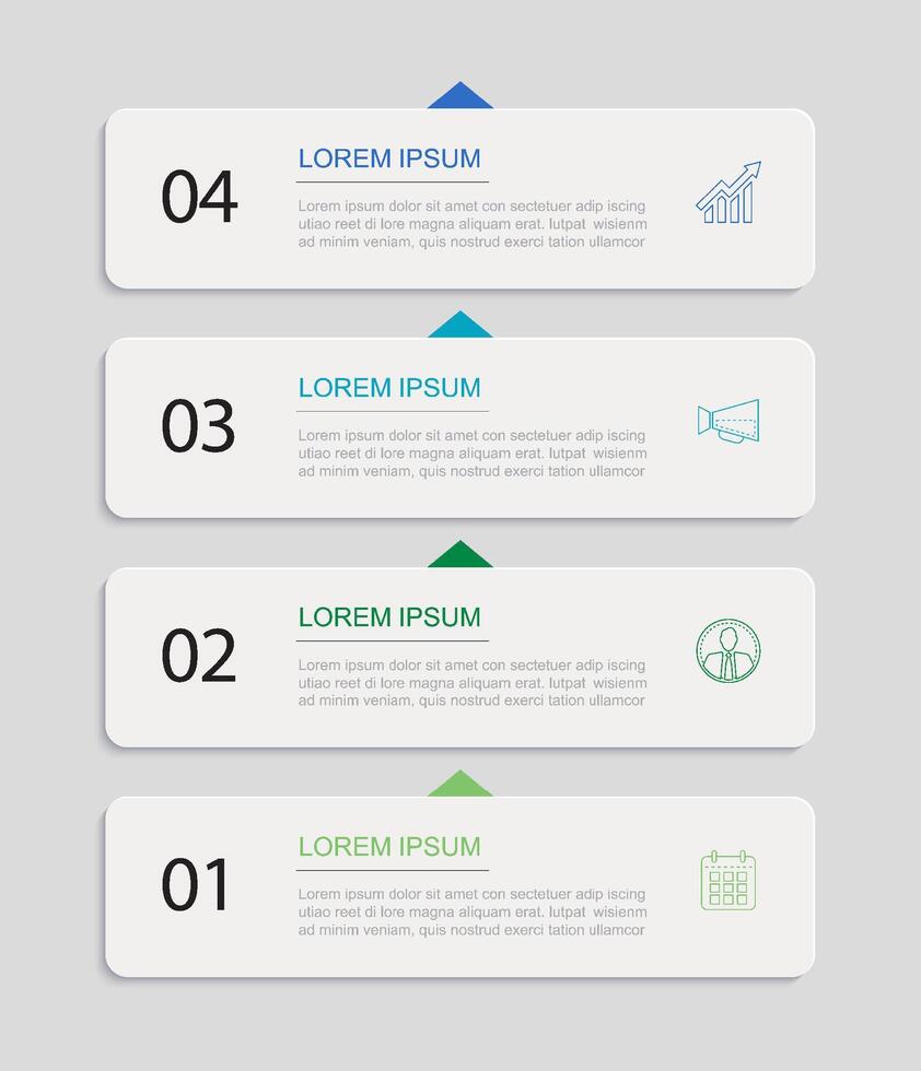 4 data infographics rectangle tab index template. Illustration business background. vector
