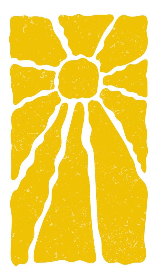 Vertical retro groovy background with bright sunburst in style 60s, 70s. Trendy yellow color graphic print. stock illustration vector