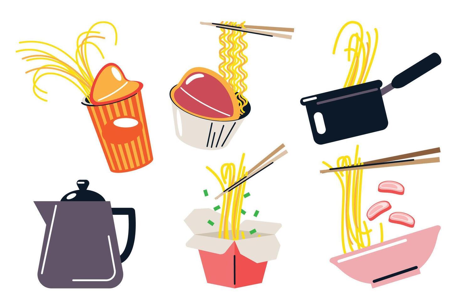 Instant Noodles and Ramen vector