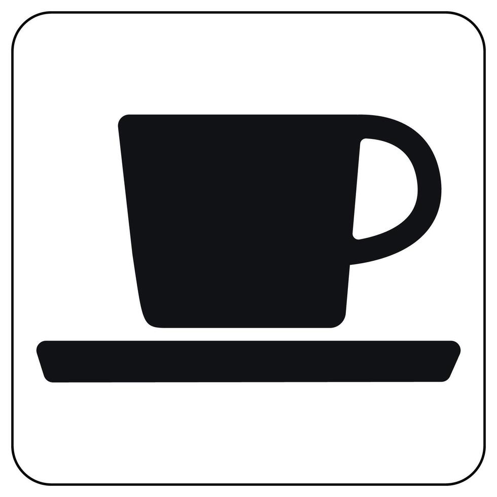 Minimalist Coffee Cup Icon with Saucer Outline vector