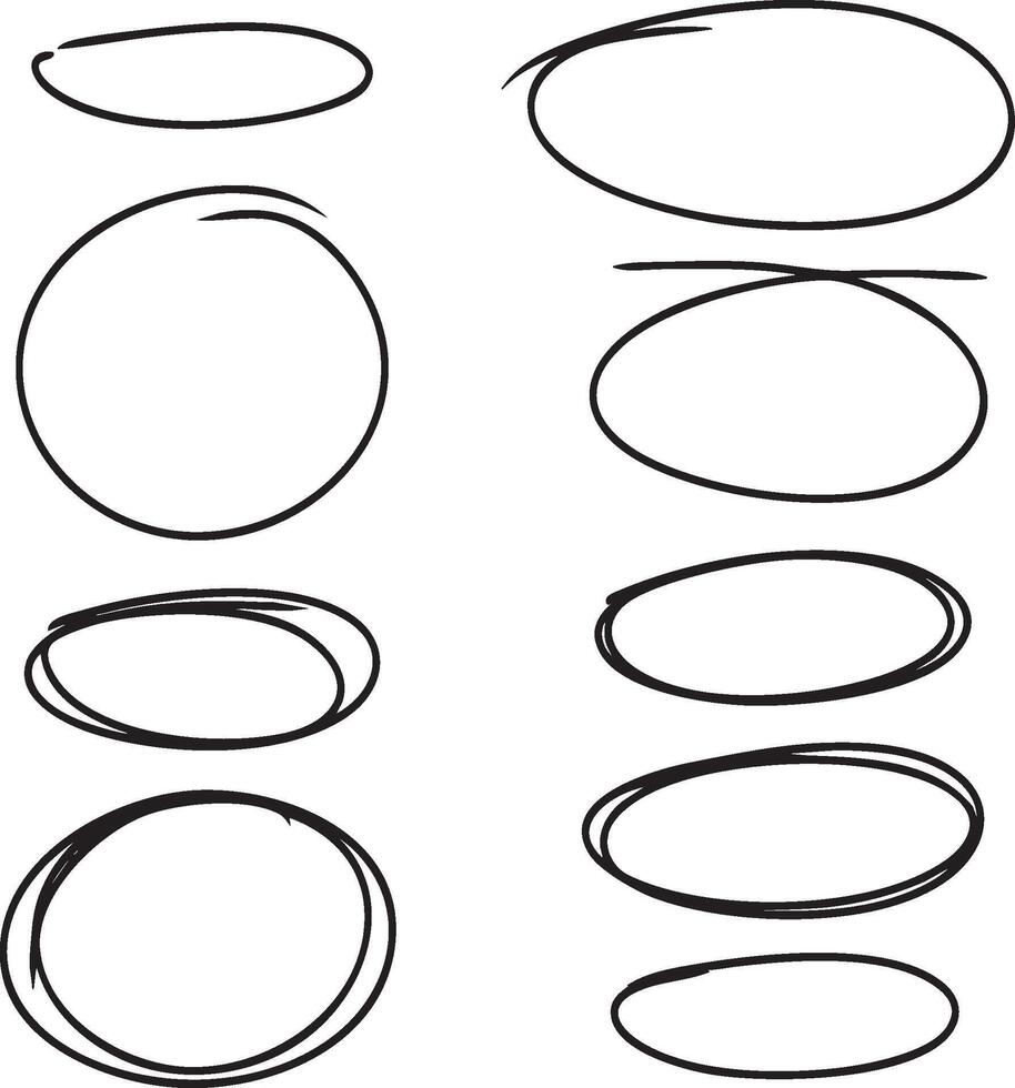 Black Oval Banner Frame Doodle Circle Outline Collection vector