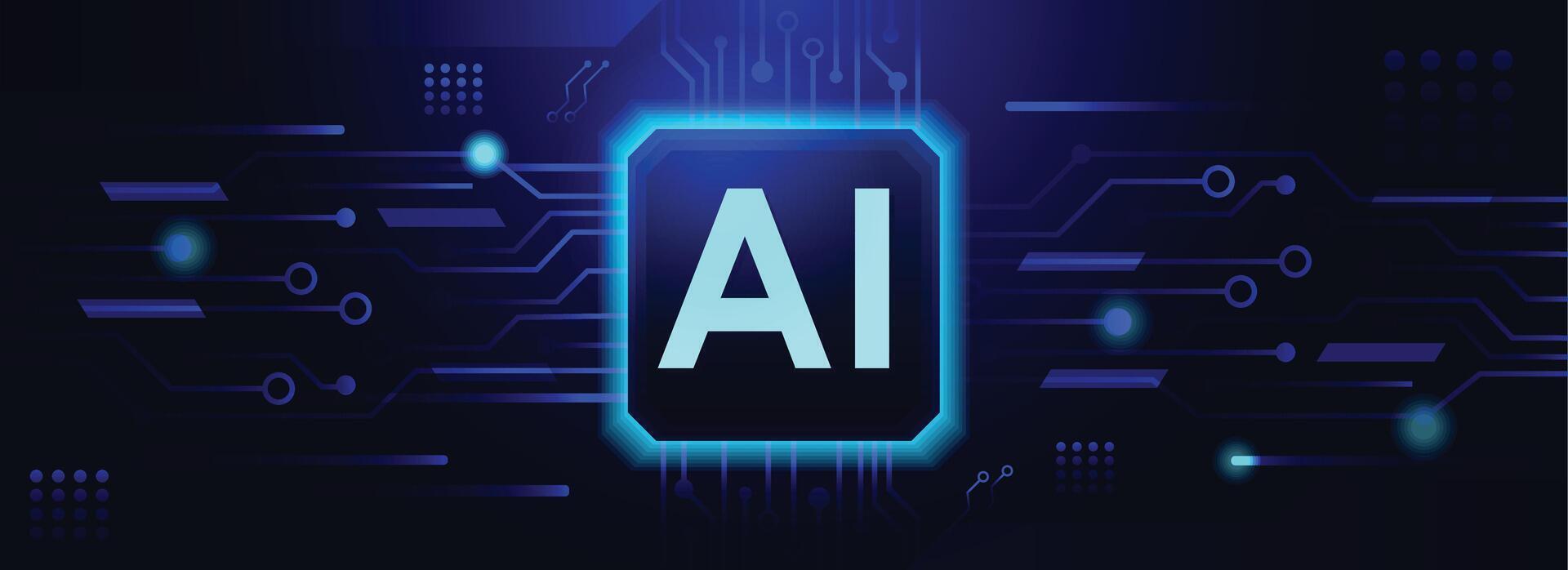 AI Chip Technology on blue background vector