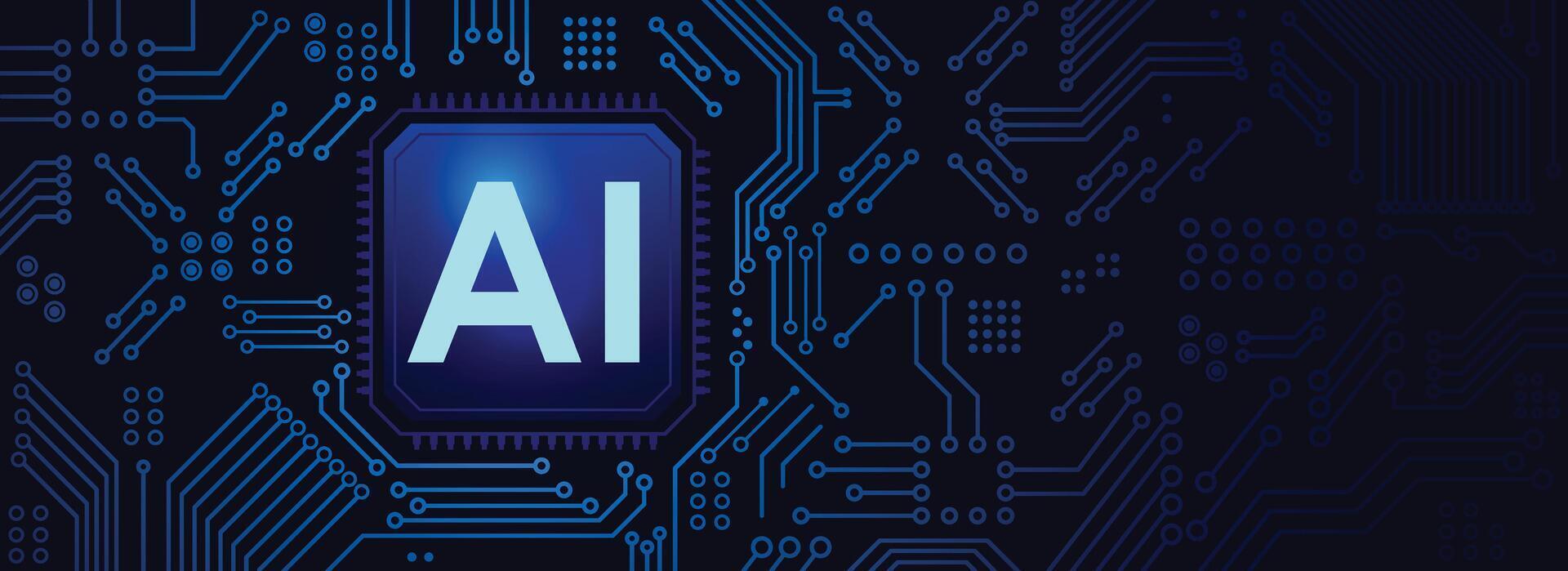 AI Chip technology circuit contact lines vector
