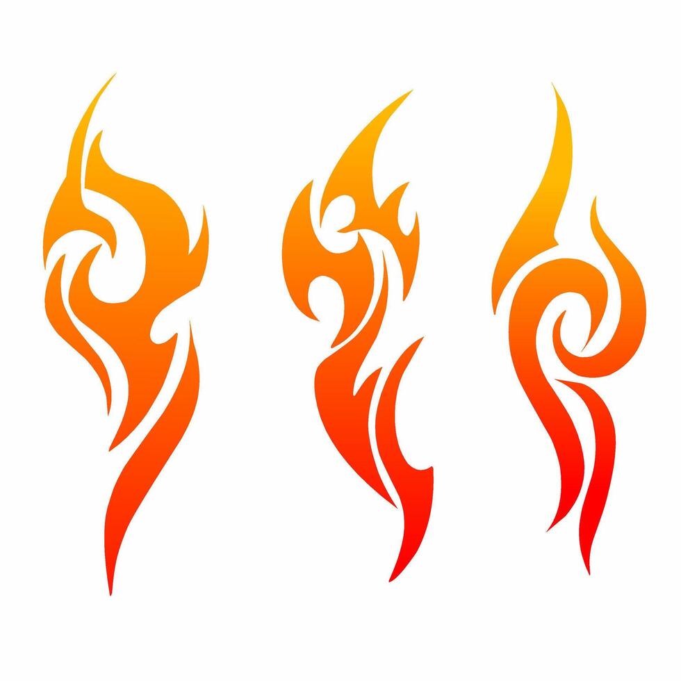 illustration graphic of set design tribal art fire tattoo. perfect for elements vector