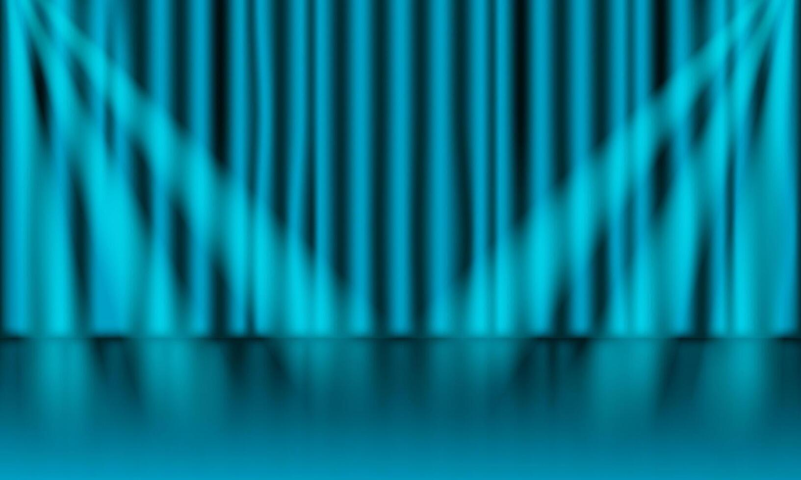 horizontal template with empty room with blue curtains and light from above vector
