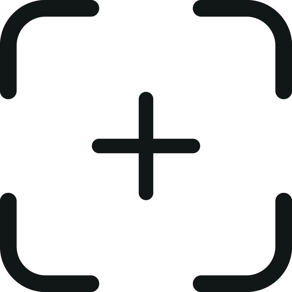 Focus icon . Target aim plus icon . Focus lens icon . illustration vector