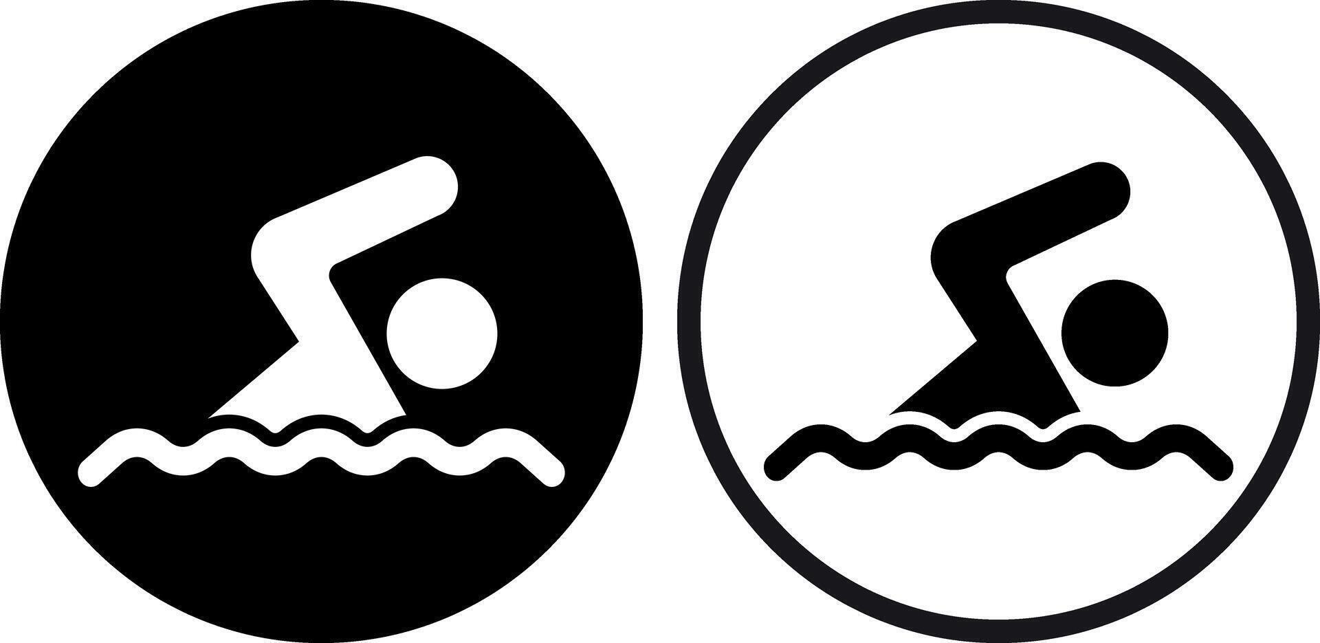 Swimmer icon set in two styles . Swimming symbol icon . illustration vector