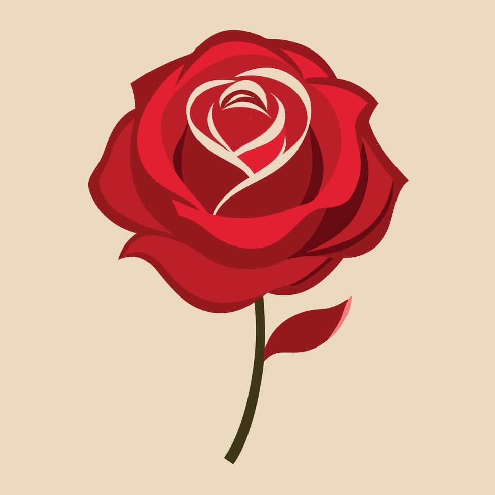 a red rose with a heart on it vector
