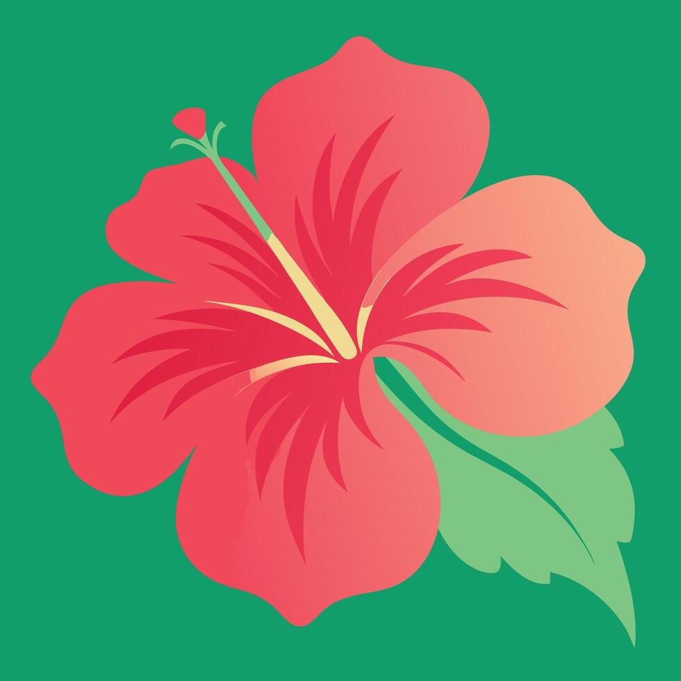a red flower on a green background vector