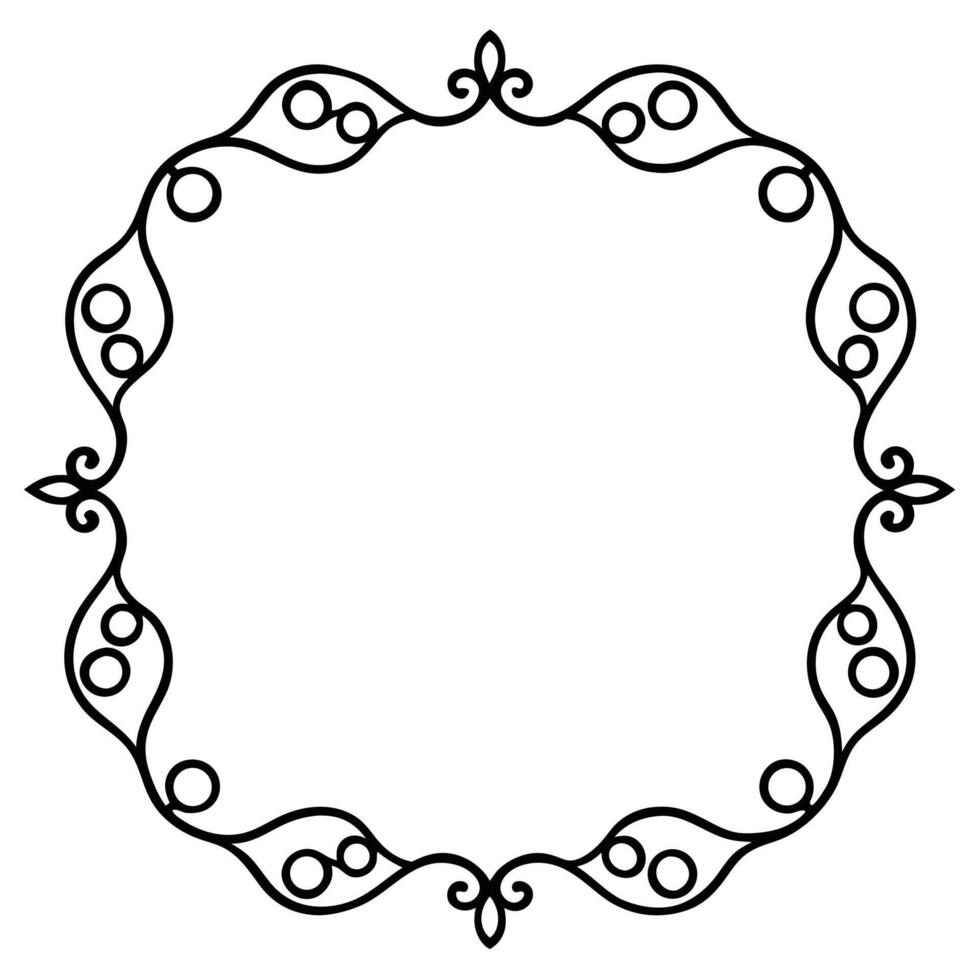 a black and white drawing of a circular frame. vector