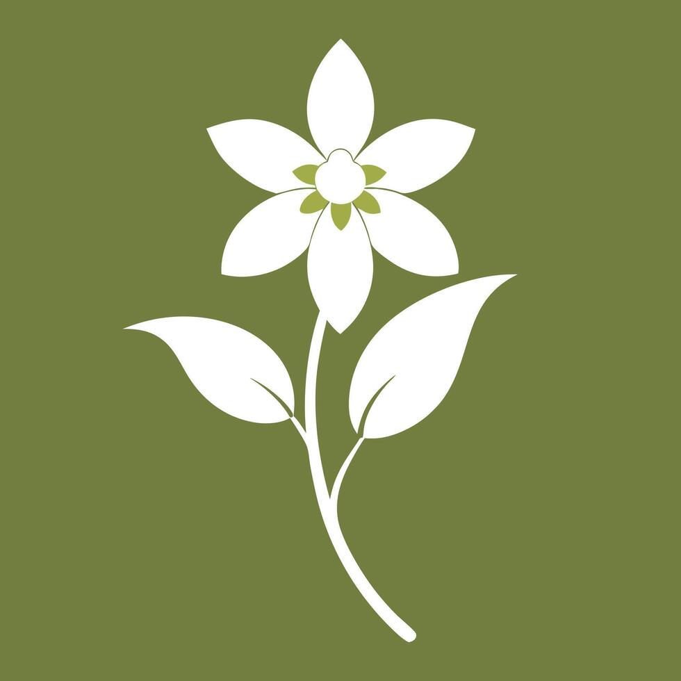 a white flower on a green background. vector