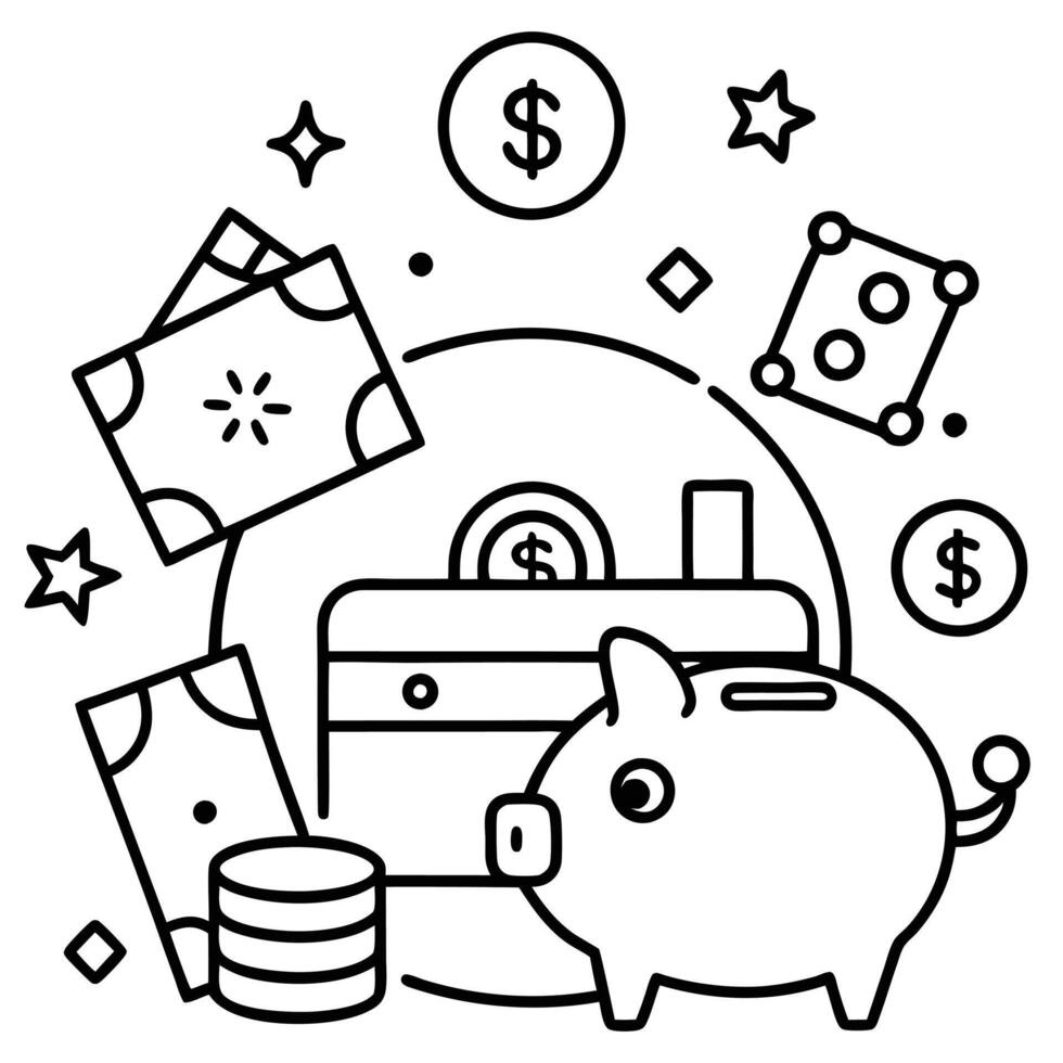 money and piggy bank icon illustration vector